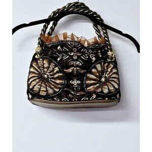 Vintage NWT In's Tapestry Bag Classic Style Bag Black Gold